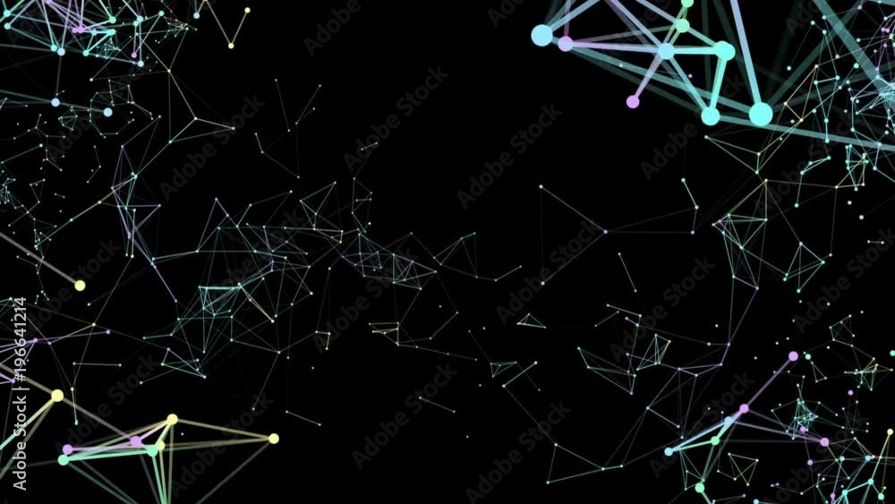 Poster constellation of particles. processes of system transformation. molecular structures of different co