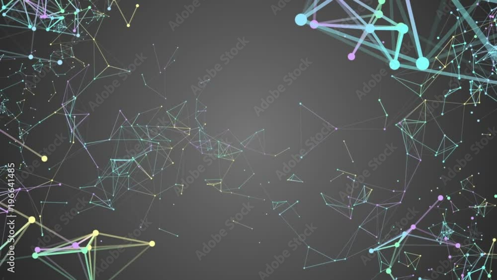 Poster constellation of particles. processes of system transformation. molecular structures of different co