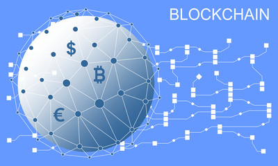 Block chain concept. Abstract network connection. Design background. Vector graphic illustration.