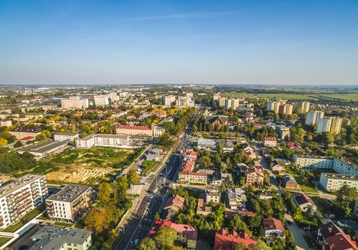 Fototapeta Lublin krajobraz dzielnicy Bronowice widziany z lotu ptaka. Okolice Drogi Męczenników Majdanka. 
