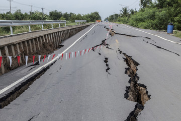 Cracked road in Thailand