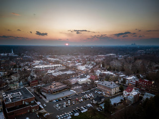 Aerial Sunset in Haddonfield New Jersey