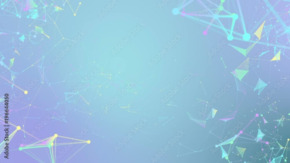 Poster triangles, lines and points. constellation of particles. processes of system transformation. molecul