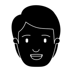 silhouette black front view face man with hairstyle vector illustration