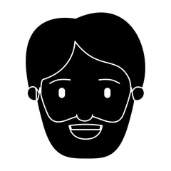 silhouette black front view face man bearded vector illustration