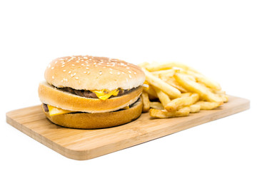 Cheese burger - American cheese burger with Golden French fries