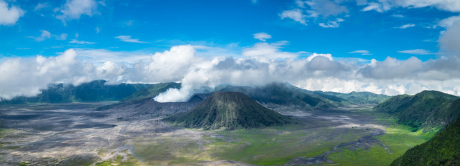 Bromo erupting volcano. East Java, Indonesia
