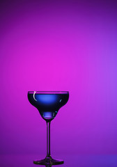 The wine glasses standing on the table at studio