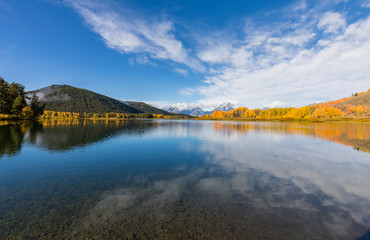 Teton Scenic Autumn Reflection at Oxbow Bend