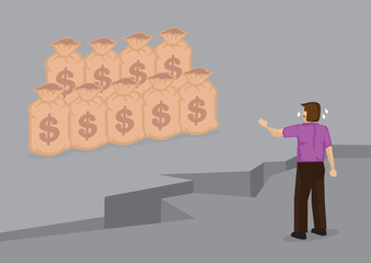 Cartoon Man Separated from Money Vector Illustration