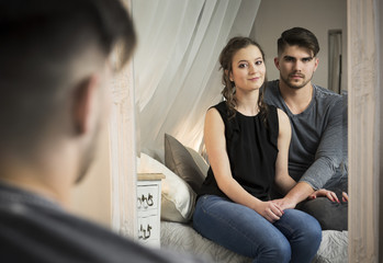 young couple in love at home