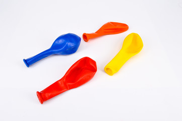 Colored balloons isolated on white background. Selective focus.