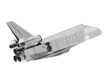 Spaceship / View of toy spaceship on white background.