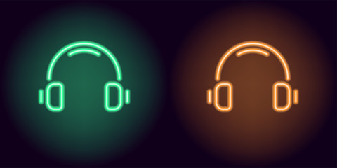 Green and orange neon headphones