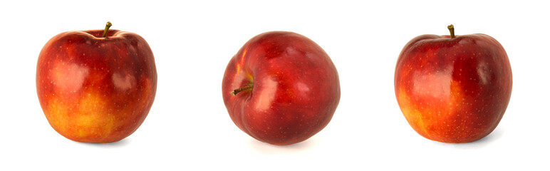 A variety of mature red apples by Jonagored Supra white background. Purchases under the inscription and illustrations.