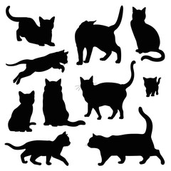 cat silhouette illustration set