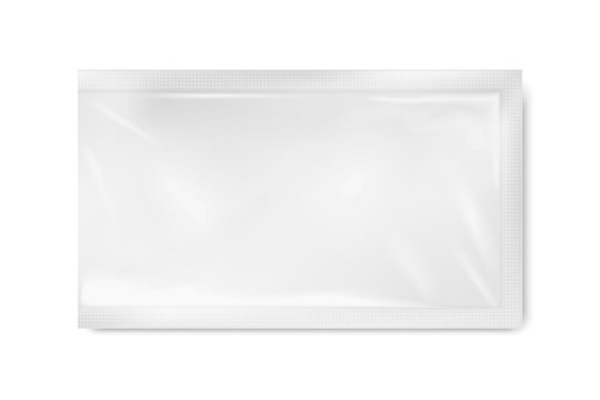 White polyethylene template sachet, for design.