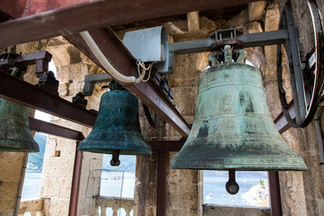 Fototapeta premium old bells in the ChurchSt. Nicholas Church in Perast,