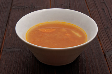 Italian lentil soup on a table