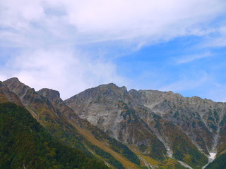 上高地　穂高連峰。長野　日本。９月下旬。