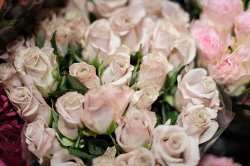 Bouquet of flowers consisting of tender pink roses
