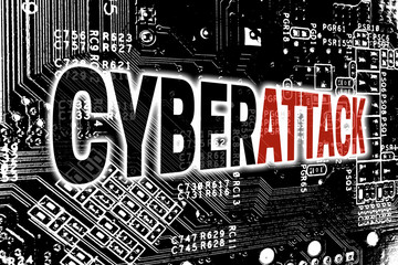 Cyberattack mit Leitplatine Konzept Hintergrund