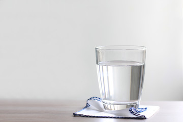Close up Glass of water on table