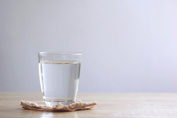 Close up Glass of water on table