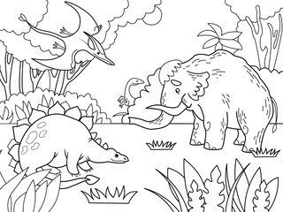 Cartoon children coloring vector illustration