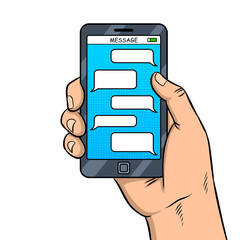 Smart phone messaging pop art vector