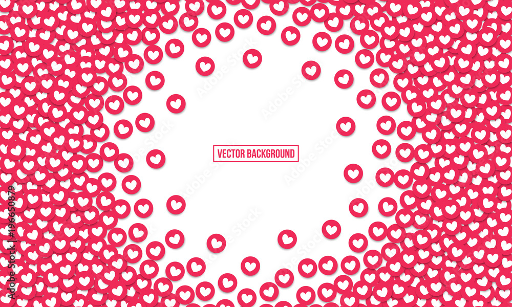 Aufkleber heart like icons vector background. social nets red hearts web buttons on white background for live 