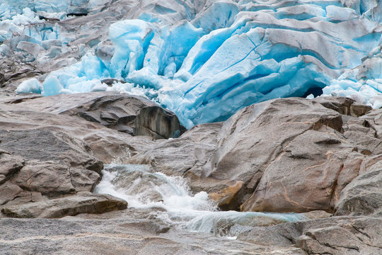 Blue Ice of the Nigardsbreen Glacier
