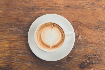 hot cup of coffee on table
