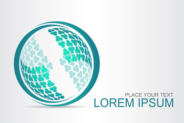 Logo stylized spherical surface with abstract shapes