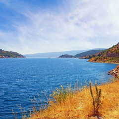 Obraz premium Summer Mediterranean landscape. Montengro, view of Bay of Kotor