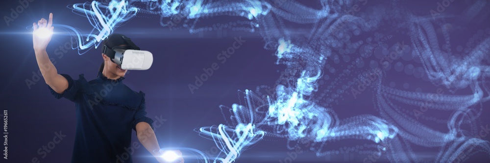 Aufkleber composite image of woman gesturing while using virtual reality