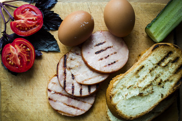 Photo of a crispy toast with a shine and eggs