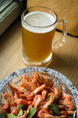 tasty prawns with craft beer