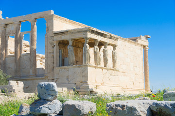 Fototapeta na wymiar Erechtheion temple in Acropolis of Athens