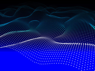 Abstract wave background. Wavy structure with blue dots. Vector illustration.