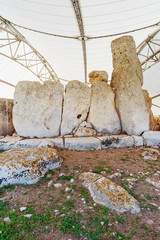 Mnajdra Temple within Hagar Qim megalithic complex. Qrendi, Malta. UNESCO World Heritage Site.