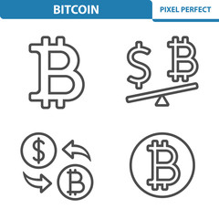 Bitcoin Icons. Professional, pixel perfect icons depicting various Bitcoin concepts. EPS 8 format.