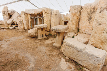 Mnajdra Temple within Hagar Qim megalithic complex. Qrendi, Malta. UNESCO World Heritage Site.