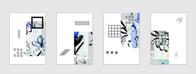Set of artistic abstract universal card templates