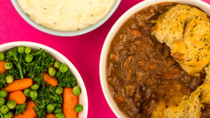Traditional British Beef Casserole With Dumplings