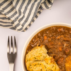 Traditional British Beef Casserole With Dumplings