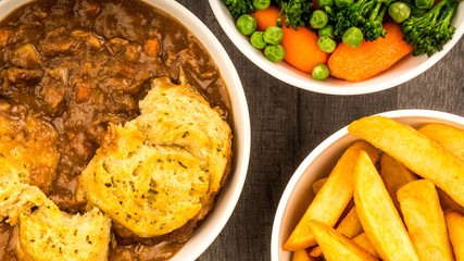 Traditional British Beef Casserole With Dumplings