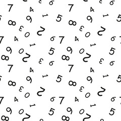 Mathematics background - different numbers in random pattern. School pattern for children.Background for kids. Seamless abstract vector pattern