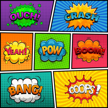 Comic speech bubbles background divided by lines vector

