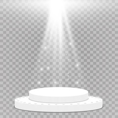 Light on the podium. Vector illustration of abstract light rays. Light effect of glow. Vector illustration. Christmas flash concept.
